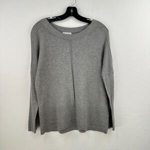 TravelSmith Sweater Womens Medium Gray Ribbed Knit Stretch Office Work Minimal